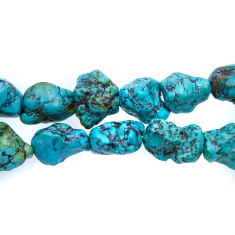 ST413-NG4: 10-20mm Bubble Turquoise Nugget 15 Inch String