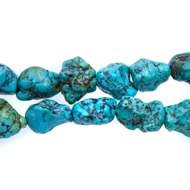 ST413-NG4: 10-20mm Bubble Turquoise Nugget 15 Inch String