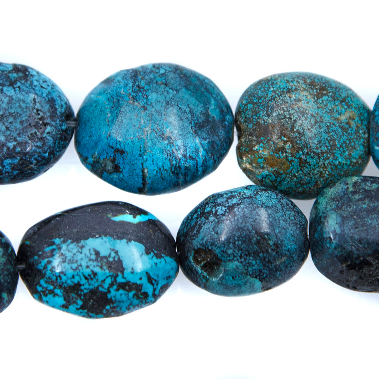 ST413-NG6: 15-30mm Oval Turquoise Nugget 15 Inch String