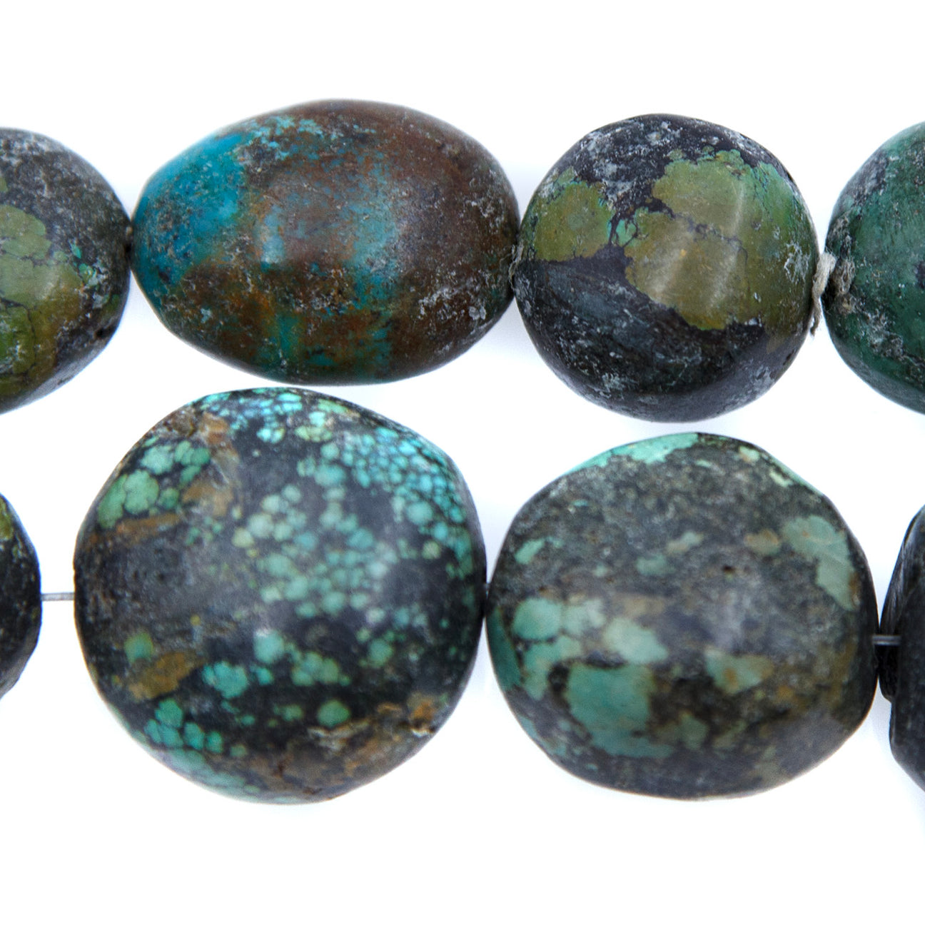 ST413-NG7: 15-40mm Oval Turquoise Nugget 15 Inch String