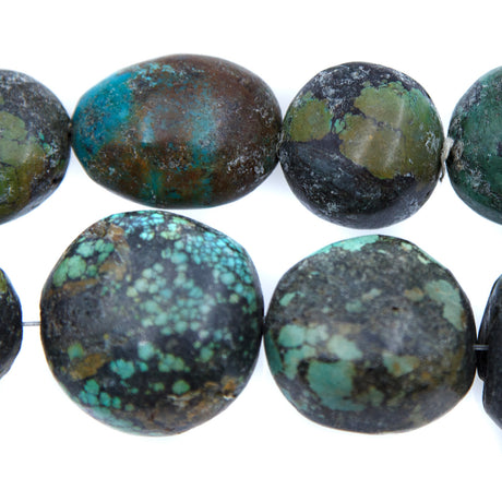 ST413-NG7: 15-40mm Oval Turquoise Nugget 15 Inch String