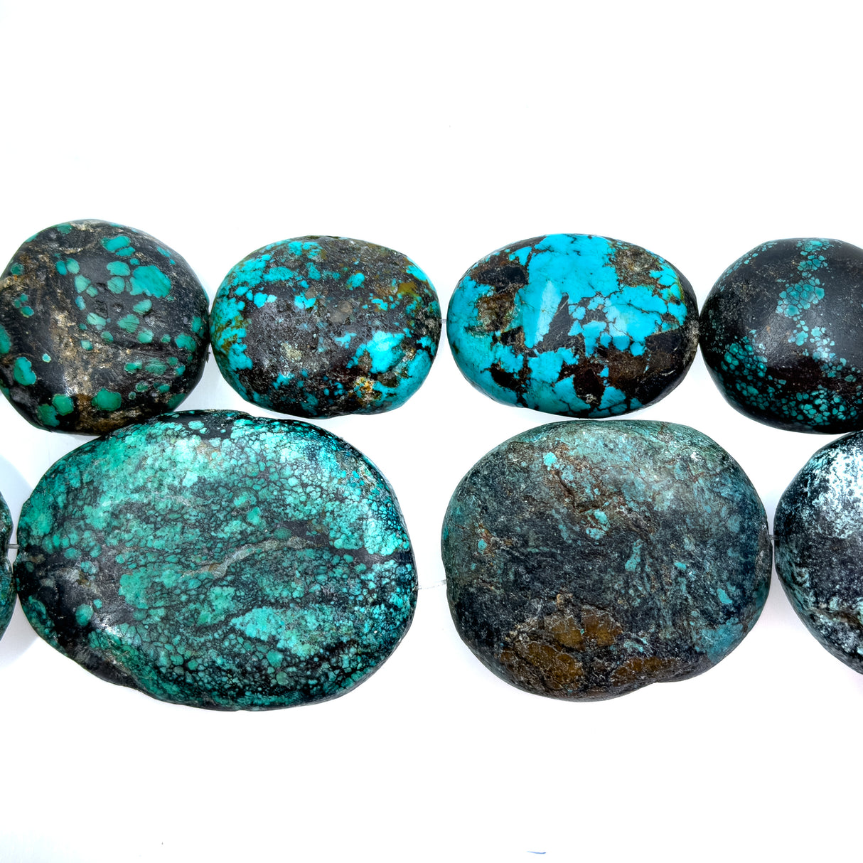 ST413-NG8: 15-50+mm Oval Turquoise Nugget 15 Inch String
