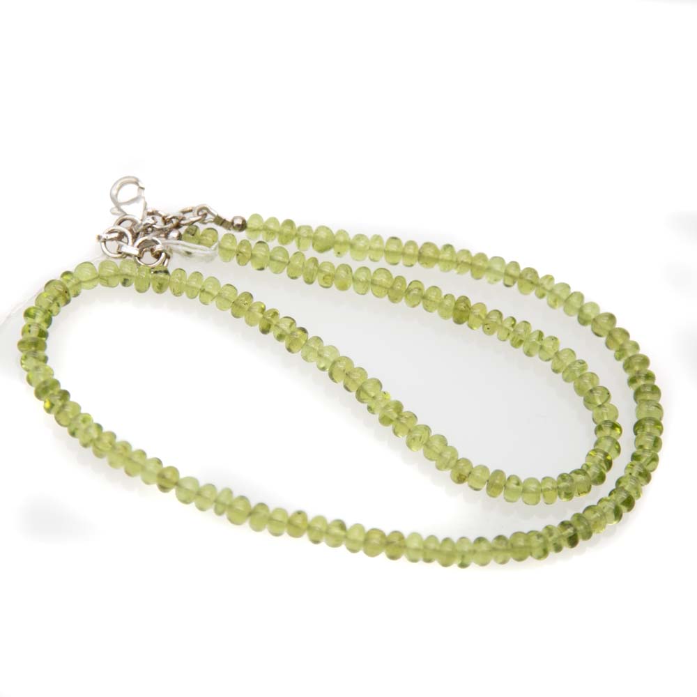 ST415-NECK2: Peridot 5-6mm Smooth Rondelle Necklace