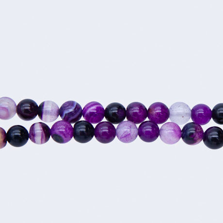 ST5544-6: Banded Agate Purple Round 6mm