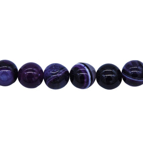 ST5545: Banded Agate Purple Round 10mm