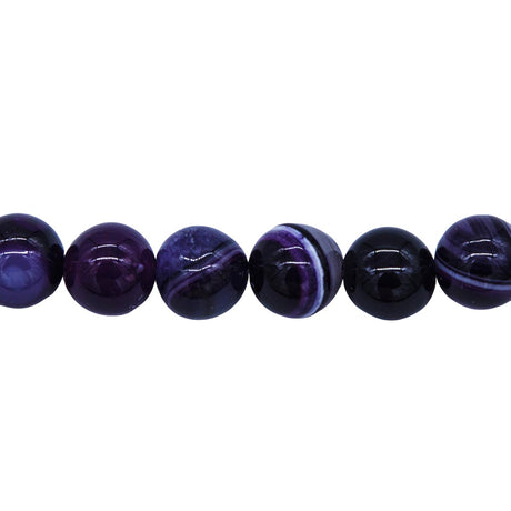 ST5545: Banded Agate Purple Round 10mm