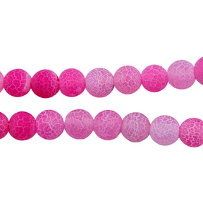 ST5557: Crackle Agate Pink Matte Round 8mm