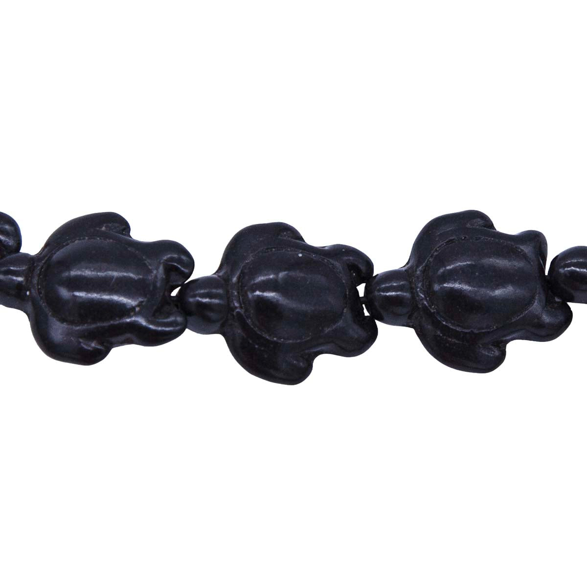 ST612-BKTR: 15x18mm Black Magnesite Turtle Beads 15.5"