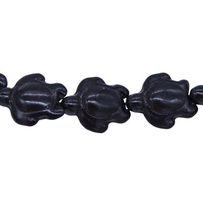 ST612-BKTR: 15x18mm Black Magnesite Turtle Beads 15.5"
