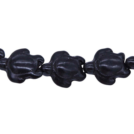 ST612-BKTR: 15x18mm Black Magnesite Turtle Beads 15.5"