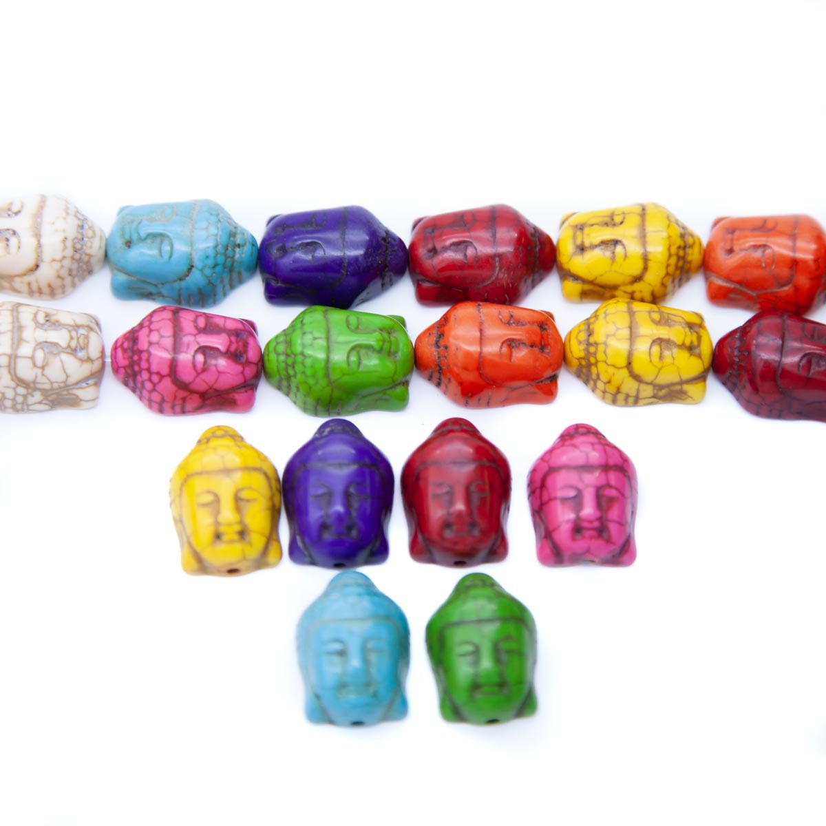 ST612-BX: Multi-Color Magnesite Buddha 15x20mm 15.5" String
