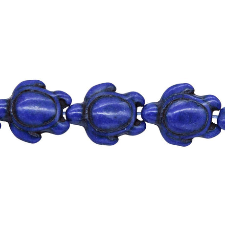 ST612-DBTR: Magnesite Turtle Beads Dark Blue 15x18mm 15.5"