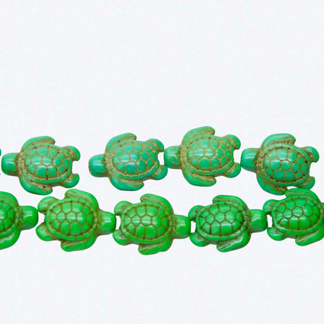 ST612-GTR: 15x18mm Green Magnesite Turtle Beads 15.5"
