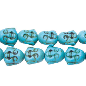 ST612-HFB: Magnesite Happy Buddha Face Beads Blue 15mm 15.5"