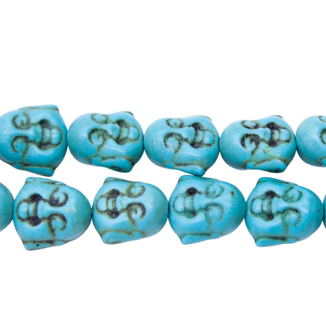 ST612-HFB: Magnesite Happy Buddha Face Beads Blue 15mm 15.5"