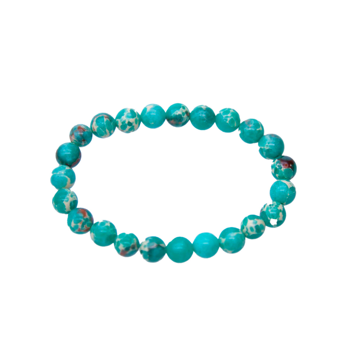 STB223-8: Stretch Bracelet Seafoam Green Mosaic Quartz 8mm Round