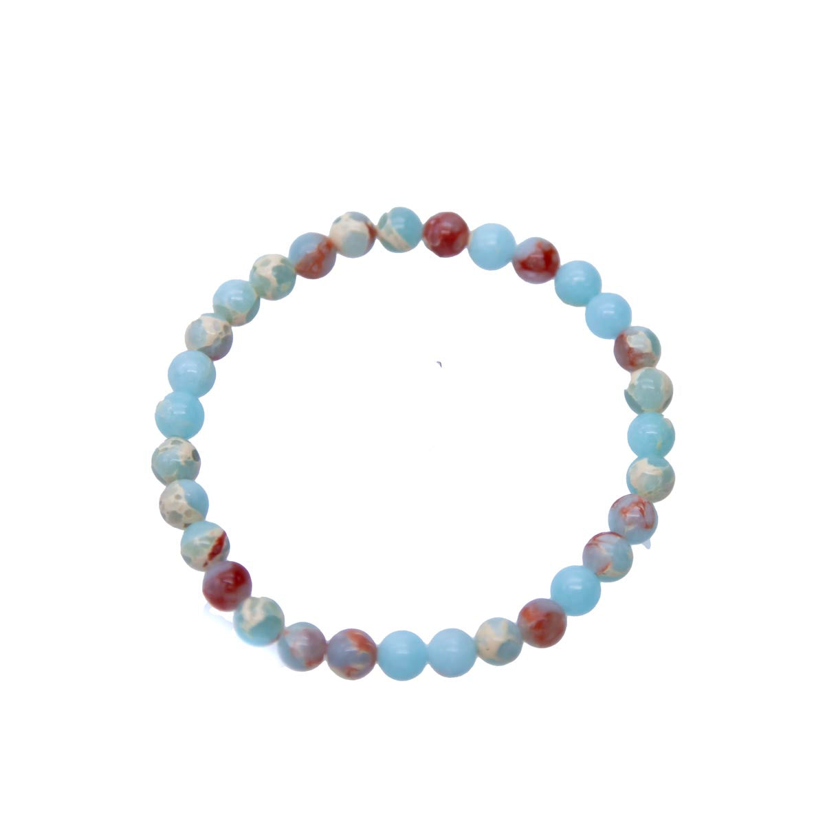 STB225-6: Stretch Bracelet Sky Blue Mosaic Quartz 6mm Round