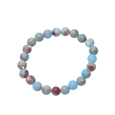 STB225-8: Stretch Bracelet Sky Blue Mosaic Quartz 8mm Round