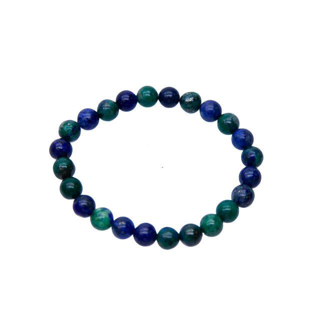 STB404-AZ8: Stretch Bracelet Azurite malachite 8mm Round