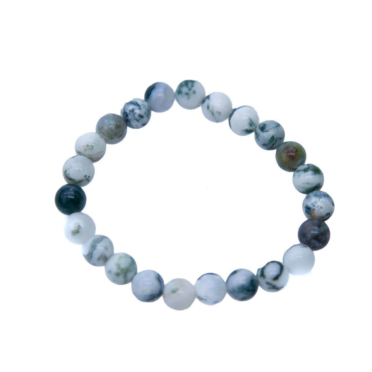 STB504-8: Stretch Bracelet Tree Agate 8mm Round