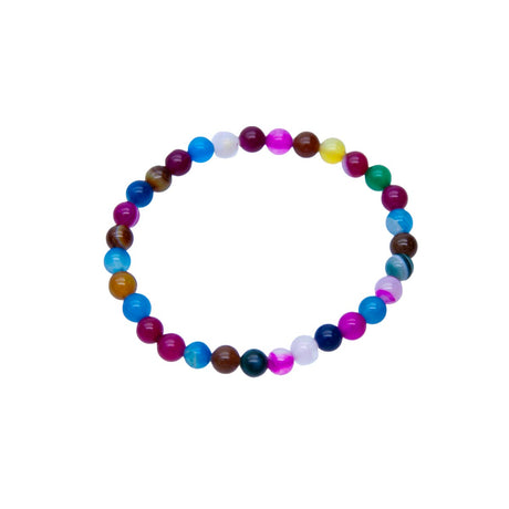 STB525-B6: Stretch Bracelet Multi-Banded Agate 6mm Round