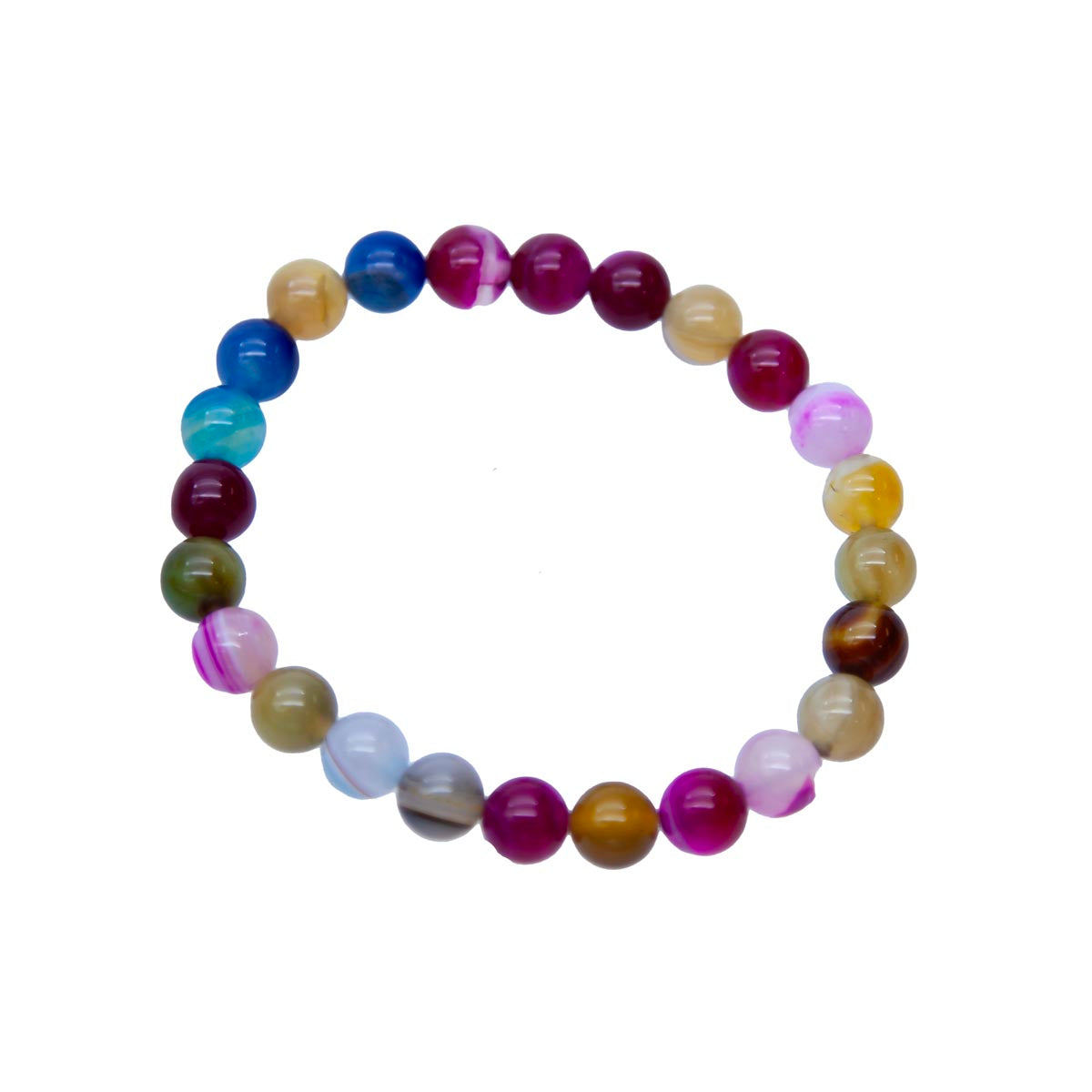 STB525-B8: Stretch Bracelet Multi-Banded Agate 8mm Round