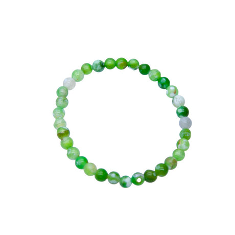 STB5557-G6: Stretch Bracelet Green Crackle Agate 6mm Round
