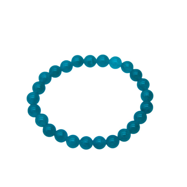 STB610-G8: Stretch Bracelet Teal Green Candy "Jade" 8mm Round