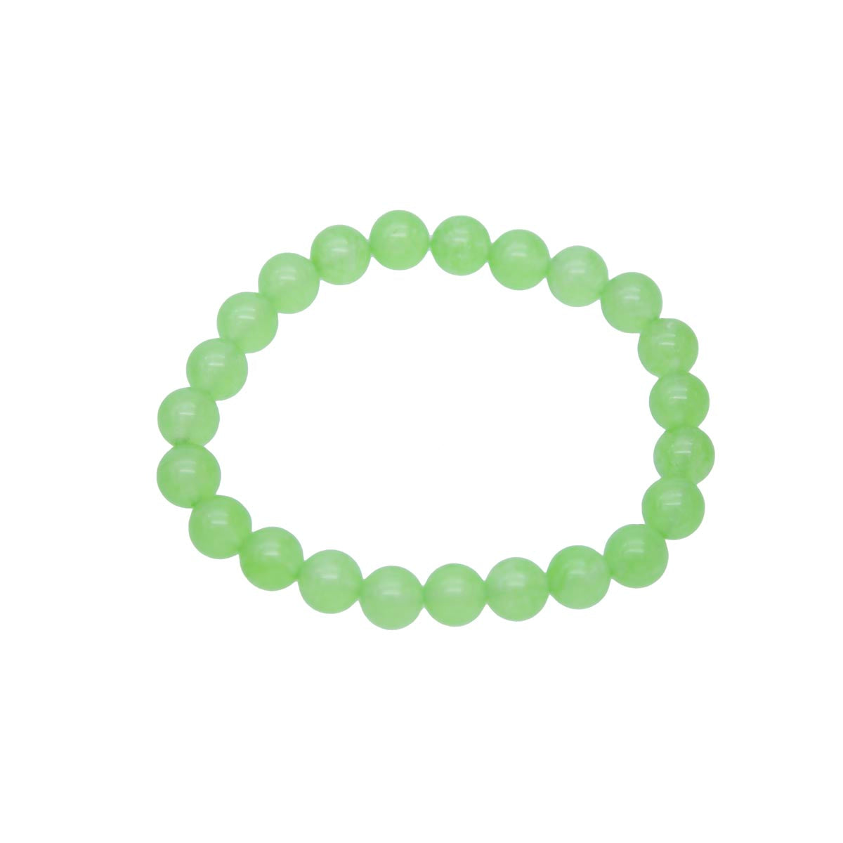 STB610-L8: Stretch Bracelet Lime Green Candy "Jade" 8mm Round