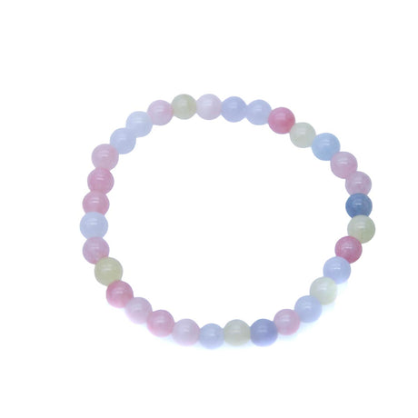 STB610-M6: Stretch Bracelet Morganite Candy "Jade" 6mm Round