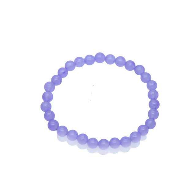 STB610-P6: Stretch Bracelet Lavender Candy "Jade" 6mm Round