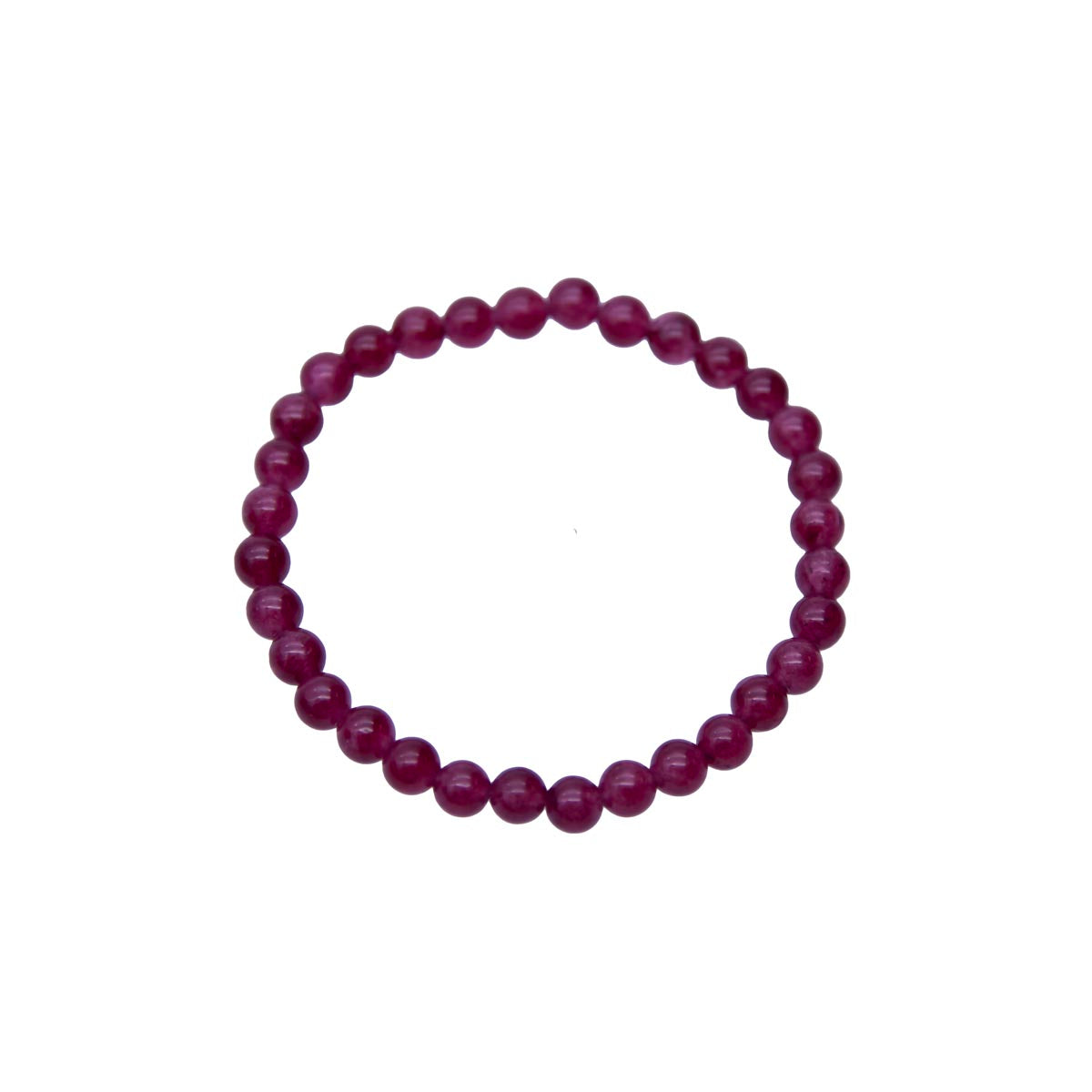 STB610-R6: Stretch Bracelet Ruby Candy "Jade" 6mm Round