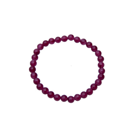 STB610-R6: Stretch Bracelet Ruby Candy "Jade" 6mm Round