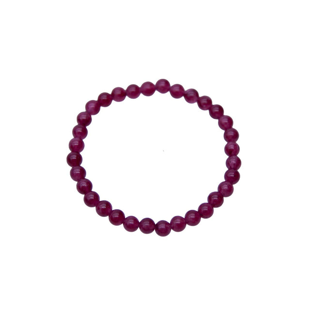 STB610-R6: Stretch Bracelet Ruby Candy "Jade" 6mm Round