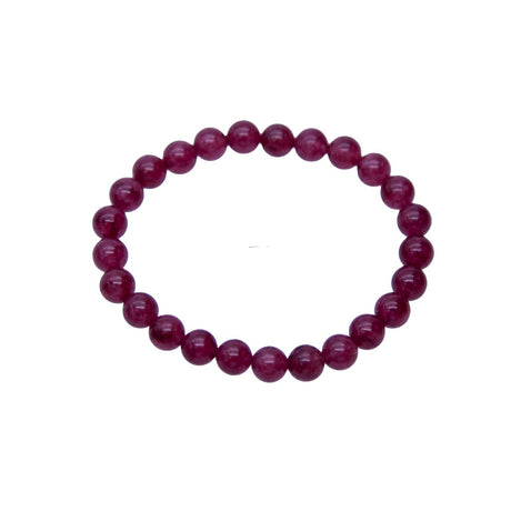 STB610-R8: Stretch Bracelet Ruby Candy "Jade" 8mm Round
