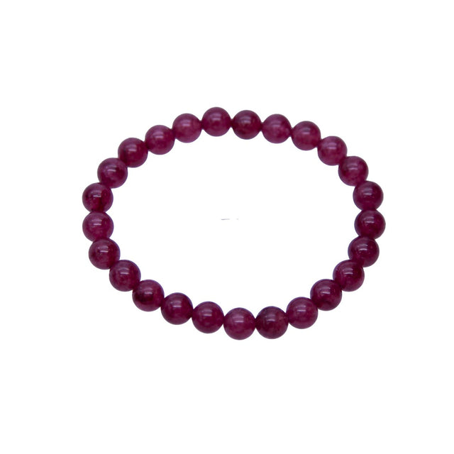 STB610-R8: Stretch Bracelet Ruby Candy "Jade" 8mm Round