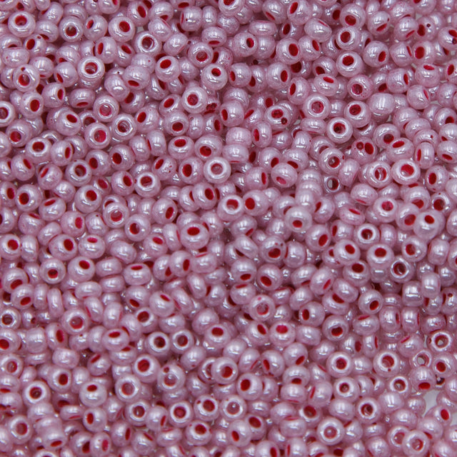 SV100-108: Vintage Venetian Seed Bead Strawberry Luster Colorlined 10/0 - 250 Grams