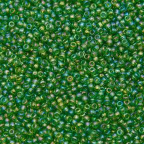 SV100-110: Vintage Venetian Seed Bead Trans Light Green Iris AB 11/0 - 250 Grams