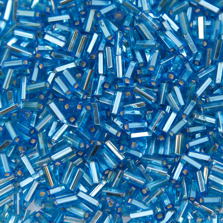 SV100-124: Vintage Venetian Bugle Sky Blue Silverlined 4mm - 250 Grams