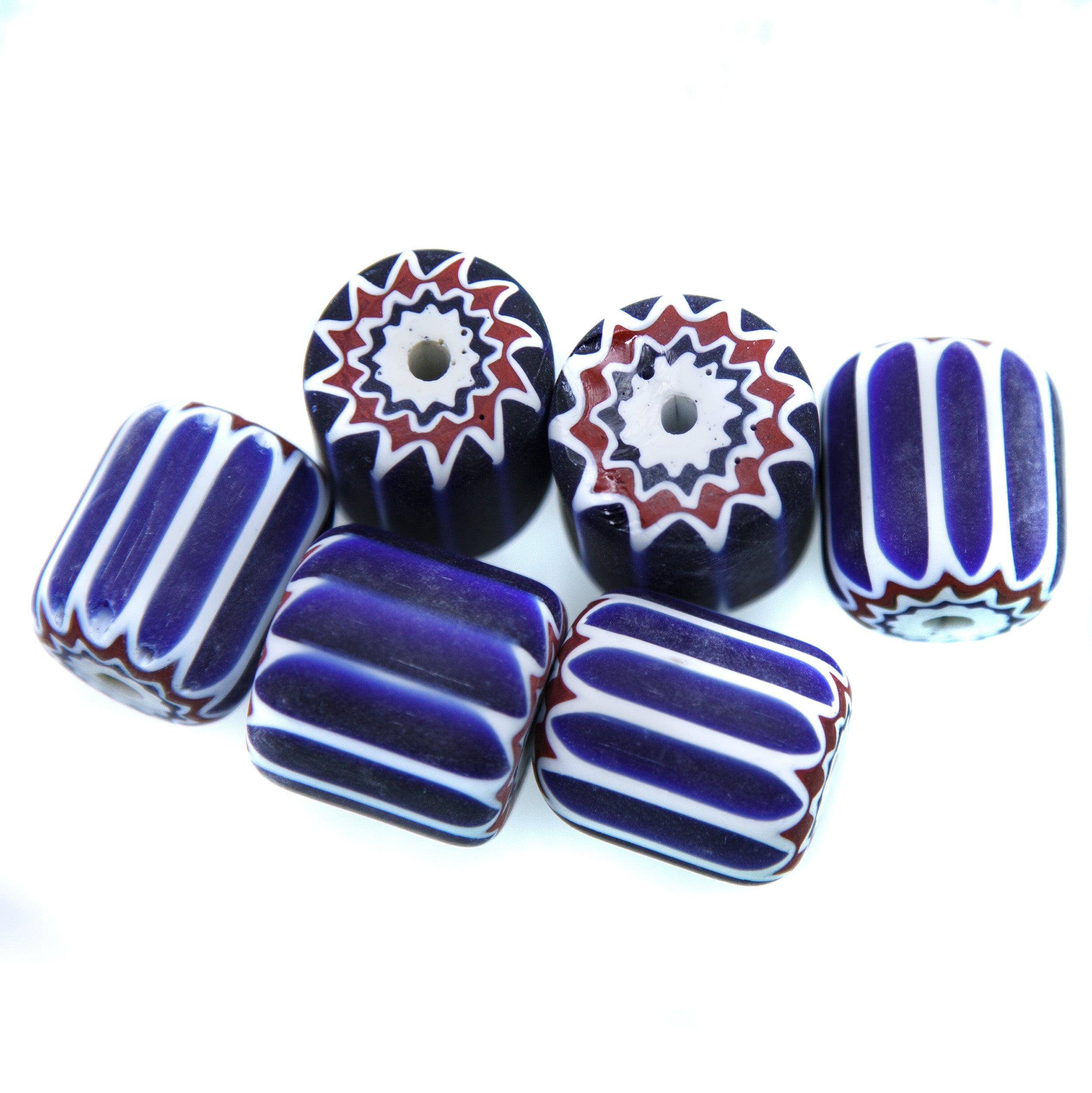 各種パーツ *Vintage Venetian beads Vintage Venetian Chevron Cane Glass Bead 22-28mm Assorted 1pc