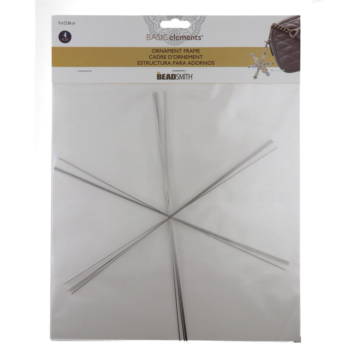 MS518: Wire Snowflake Ornament 9 Inches 4PPK