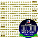 2CX853-24B: Ball Chain #3 Necklace Brass Plate 24 Inch 20PPK